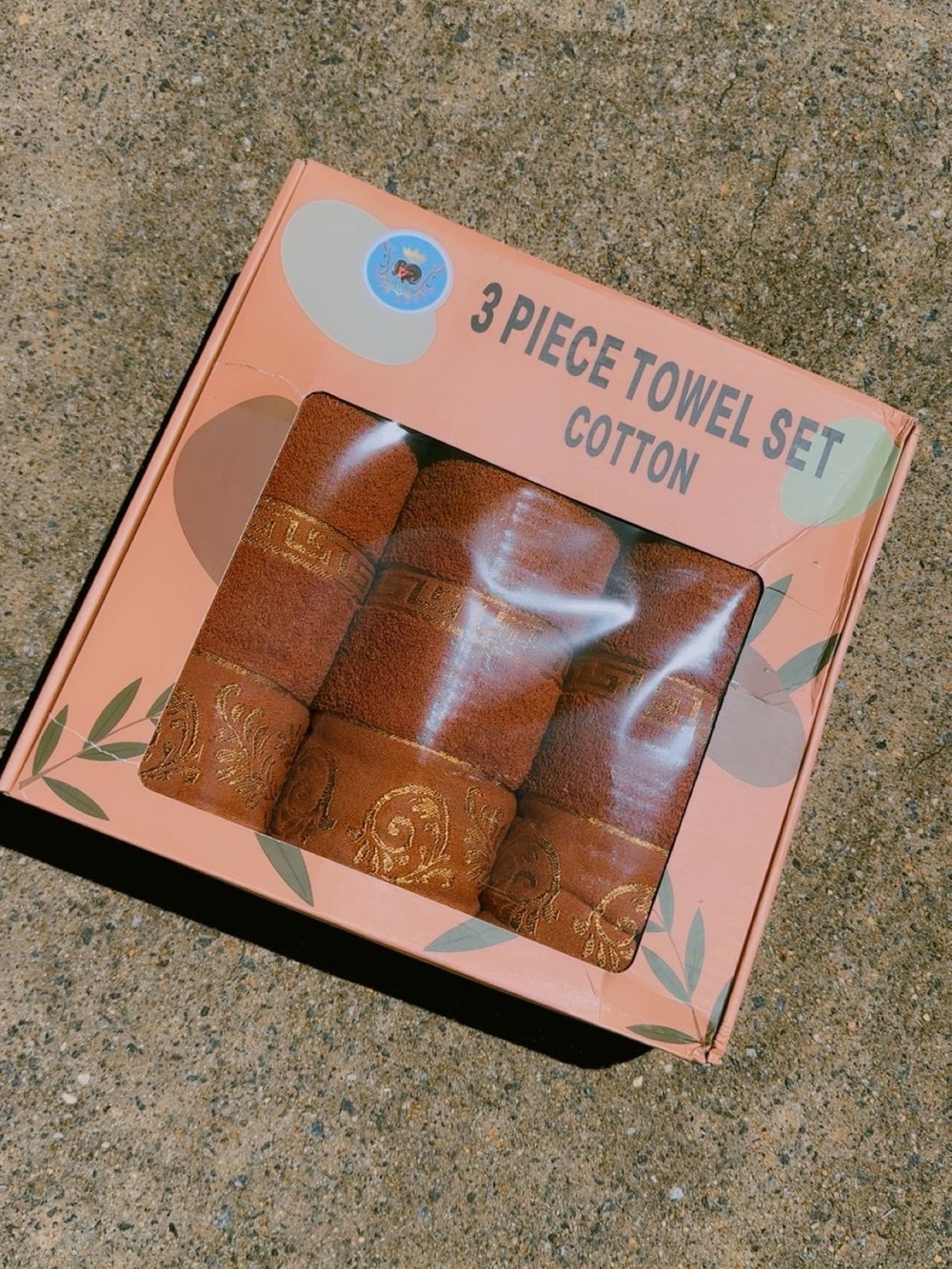 3 Piece Cotton Towel Set - Rust Brown